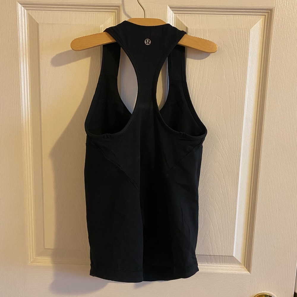 LuLuLemon black racer back tank with mesh bra